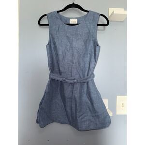 POSSE 'Thea' Steel Blue 100% Linen Sleeveless Tunic Top | Size XS | Quiet Luxury